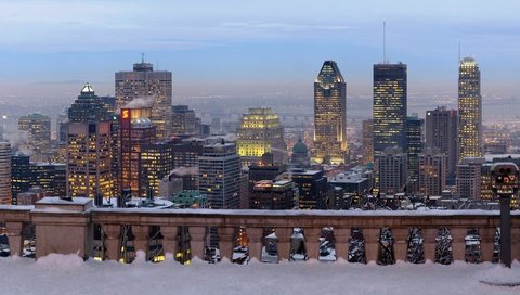 Обои зима, панорама, город, небоскребы, канада, высотки, монреаль, winter, panorama, the city, skyscrapers, canada, montreal разрешение 5555x1952 Загрузить