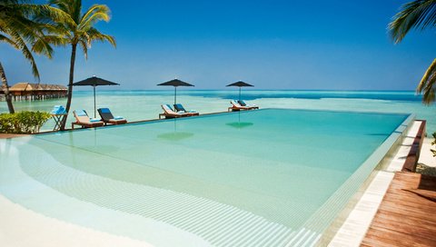 Обои пляж, пальмы, тропики, мальдивы, beach, palm trees, tropics, the maldives разрешение 2000x1374 Загрузить
