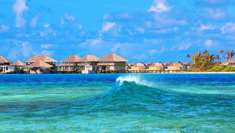 Обои море, бунгало, тропики, мальдивы, sea, bungalow, tropics, the maldives разрешение 5616x3744 Загрузить