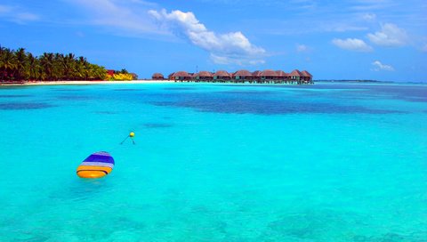 Обои море, остров, бунгало, тропики, мальдивы, sea, island, bungalow, tropics, the maldives разрешение 3635x2720 Загрузить