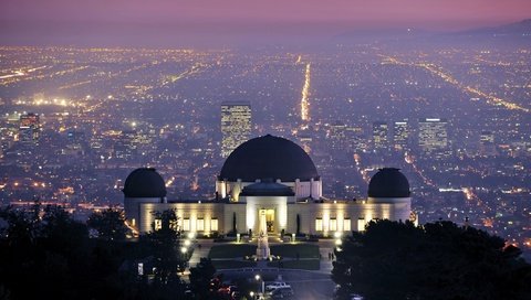 Обои города, сша, лос анджелес, обсерватория гриффита, ка­ли­фор­нийс­кая, city, usa, los angeles, griffith observatory, california разрешение 2560x1600 Загрузить