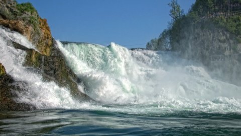 Обои швейцария, поток, рейнский водопад, rhine falls, switzerland, stream, the rhine falls разрешение 1920x1200 Загрузить