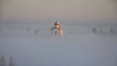 Обои храм, пейзаж, туман, купола, temple, landscape, fog, dome разрешение 2560x1440 Загрузить