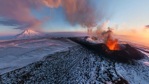 Обои камчатка, извержение, вулкан, плоский толбачик, kamchatka, the eruption, the volcano, flat tolbachik разрешение 1920x1080 Загрузить