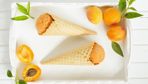 Обои мороженое, фрукты, листики, сладкое, абрикосы, вафельный рожок, скадкое, ice cream, fruit, leaves, sweet, apricots, waffle cone, sladkoe разрешение 4764x3456 Загрузить