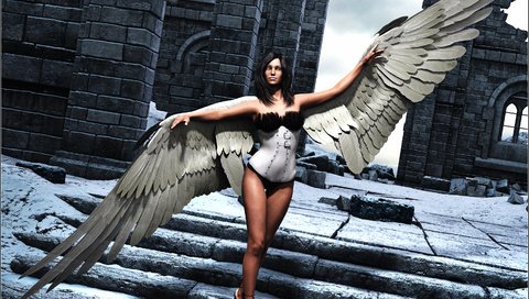 Обои лестница, девушка, взгляд, крылья, рендеринг, ангел, волосы, ladder, girl, look, wings, rendering, angel, hair разрешение 3000x2315 Загрузить