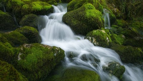 Обои вода, камни, поток, мох, water, stones, stream, moss разрешение 2048x1365 Загрузить