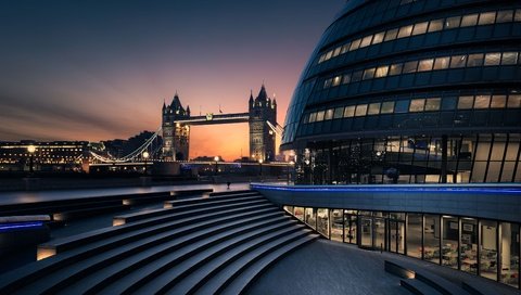 Обои ночь, лондон, англия, тауэрский мост, towerbridge, сити-холл, otto berkeley, night, london, england, tower bridge, city hall разрешение 3840x2563 Загрузить