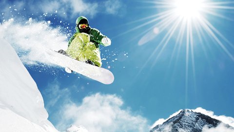 Обои горы, снег, природа, зима, лучи, сноуборд, спорт, mountains, snow, nature, winter, rays, snowboard, sport разрешение 8000x6000 Загрузить