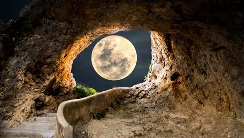 Обои небо, ступени, свет, полнолуние, ночь, лунный свет, фотоарт, скалы, луна, рендеринг, арка, коллаж, the sky, stage, light, the full moon, moonlight, night, photoart, rocks, the moon, rendering, arch, collage разрешение 5616x3744 Загрузить