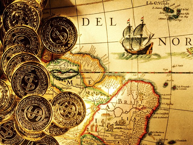 Обои карта, деньги, пираты, золото, монеты, валлпапер, map, money, pirates, gold, coins, wallpaper разрешение 2000x1330 Загрузить