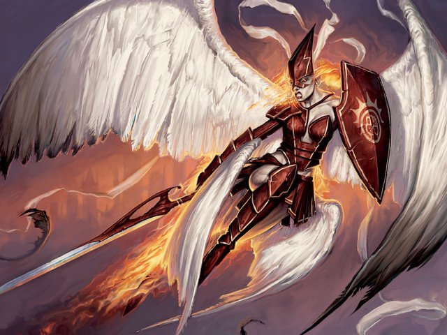 Обои меч, огонь, крылья, firemane angel, matt cavotta, sword, fire, wings разрешение 2560x1600 Загрузить
