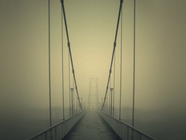 Обои дорога, туман, мост, road, fog, bridge разрешение 1920x1200 Загрузить