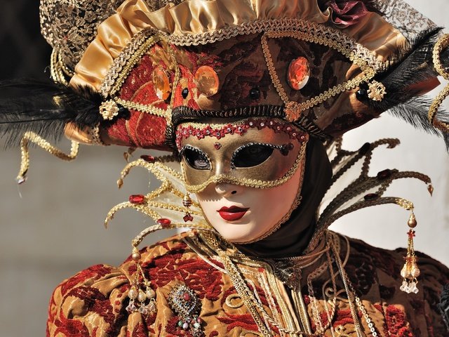 Обои маска, венеция, костюм, карнавал, mask, venice, costume, carnival разрешение 3000x2008 Загрузить