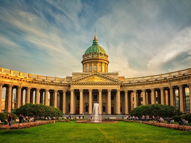 Обои собор, фонтан, россия, санкт-петербург, казанский собор, cathedral, fountain, russia, saint petersburg, kazan cathedral разрешение 1920x1200 Загрузить