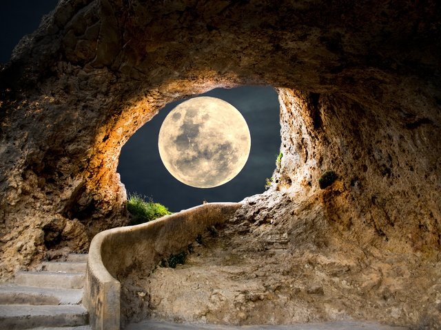 Обои небо, ступени, свет, полнолуние, ночь, лунный свет, скалы, фотоарт, луна, рендеринг, арка, коллаж, the sky, stage, light, the full moon, night, moonlight, rocks, photoart, the moon, rendering, arch, collage разрешение 5616x3744 Загрузить