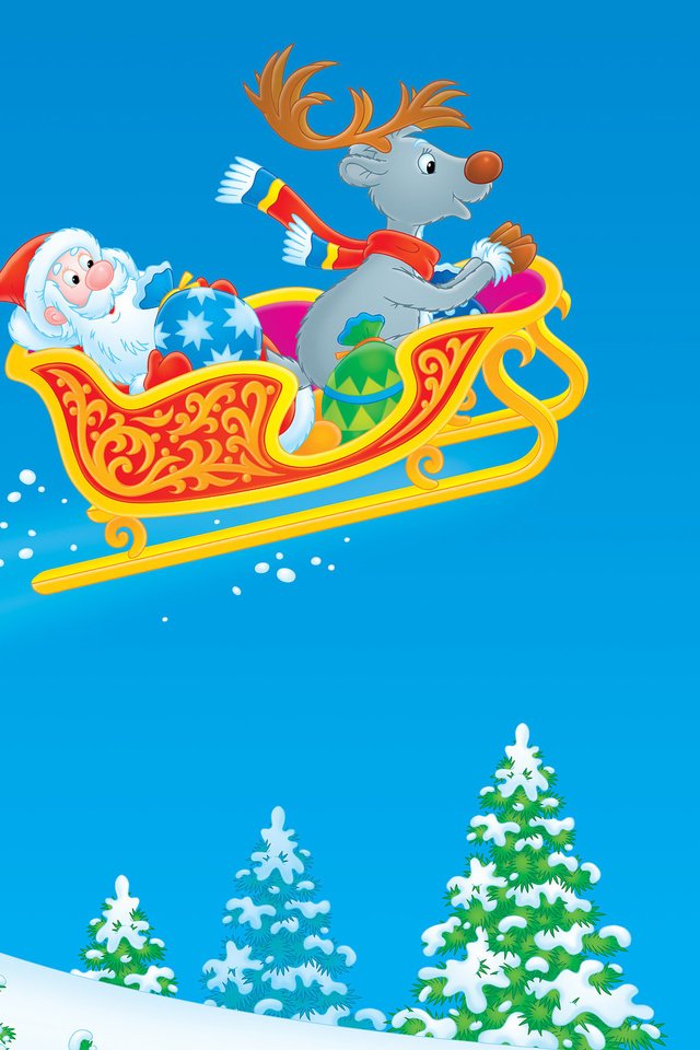 Обои рисунок, новый год, зима, сани, дед мороз, figure, new year, winter, sleigh, santa claus разрешение 2560x1600 Загрузить