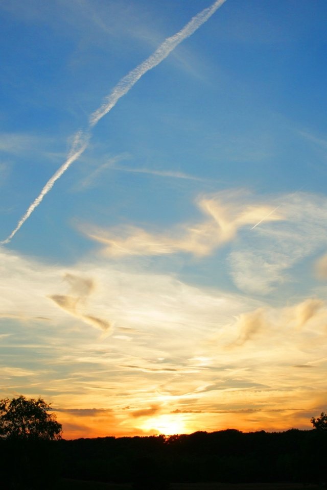 Обои небо, облака, закат, пейзаж, the sky, clouds, sunset, landscape разрешение 1920x1080 Загрузить