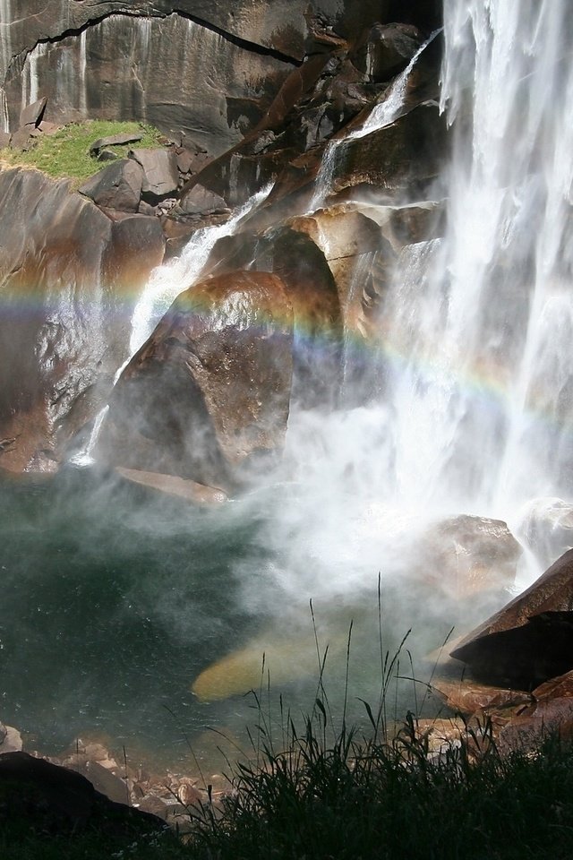 Обои скалы, водопад, радуга, разлом, сила, захватывает, rocks, waterfall, rainbow, the rift, power, captures разрешение 1920x1200 Загрузить