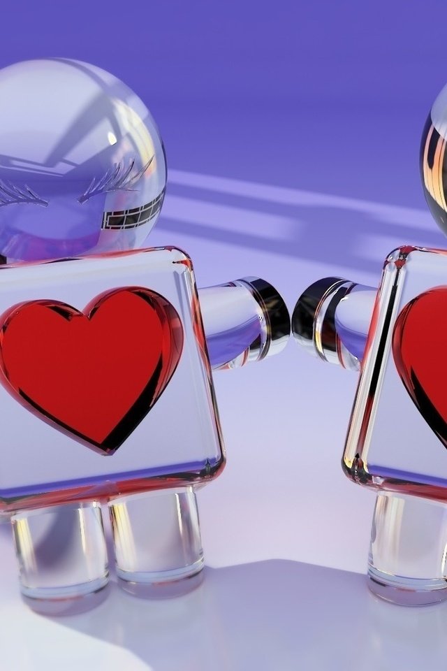 Обои отражение, сердце, человечки, стекло, рендер, reflection, heart, men, glass, render разрешение 1920x1080 Загрузить
