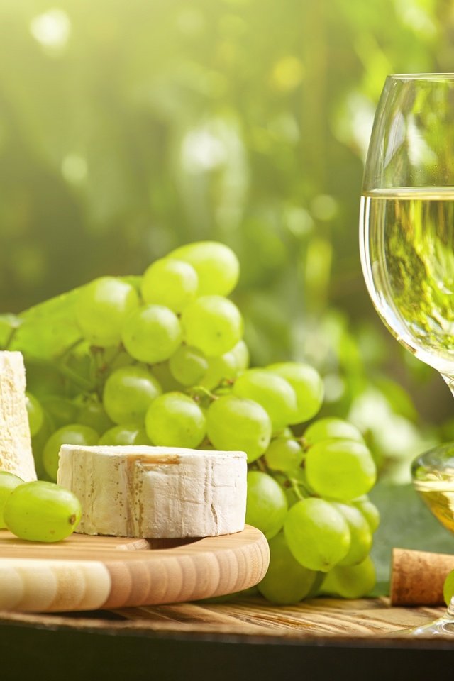 Обои солнце, виноград, сыр, вино, вина, брынза, the sun, grapes, cheese, wine разрешение 2880x1920 Загрузить