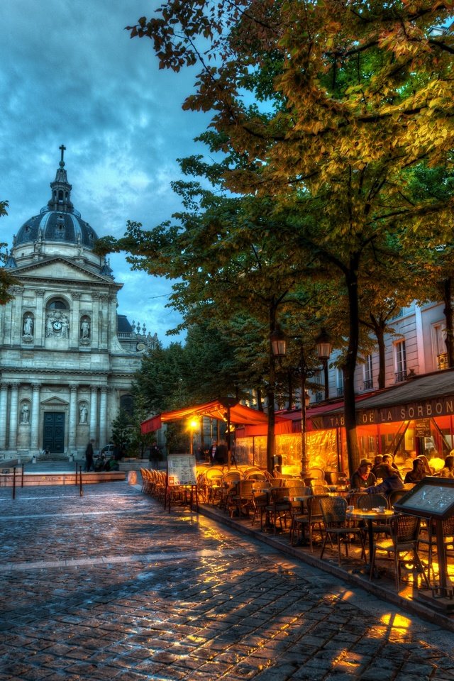 Обои европа, франция, сорбонна, уличное кафе, europe, france, sorbonne, street cafe разрешение 2880x1619 Загрузить