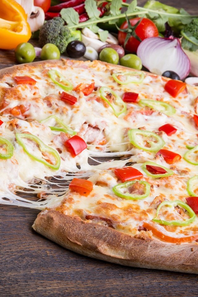 Обои сыр, овощи, пицца, cheese, vegetables, pizza разрешение 3000x1960 Загрузить