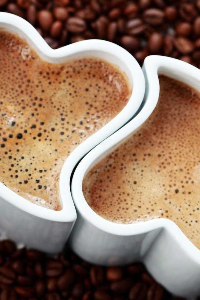 Обои кофе, сердце, любовь, кофейные зерна, чашки, пенка, coffee, heart, love, coffee beans, cup, foam разрешение 1920x1080 Загрузить