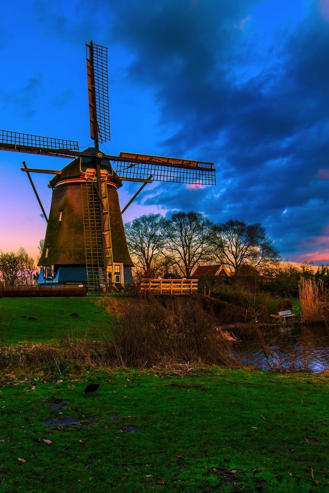 Обои канал, мельница, нидерланды, голландия, channel, mill, netherlands, holland разрешение 4995x2820 Загрузить