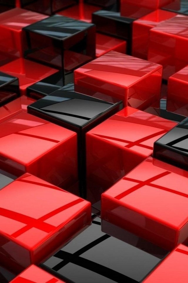 Обои цвет, красные, рендеринг, кубики, кубы, куб, геометрия, чёрные, color, red, rendering, cubes, cuba, cube, geometry, black разрешение 1920x1080 Загрузить