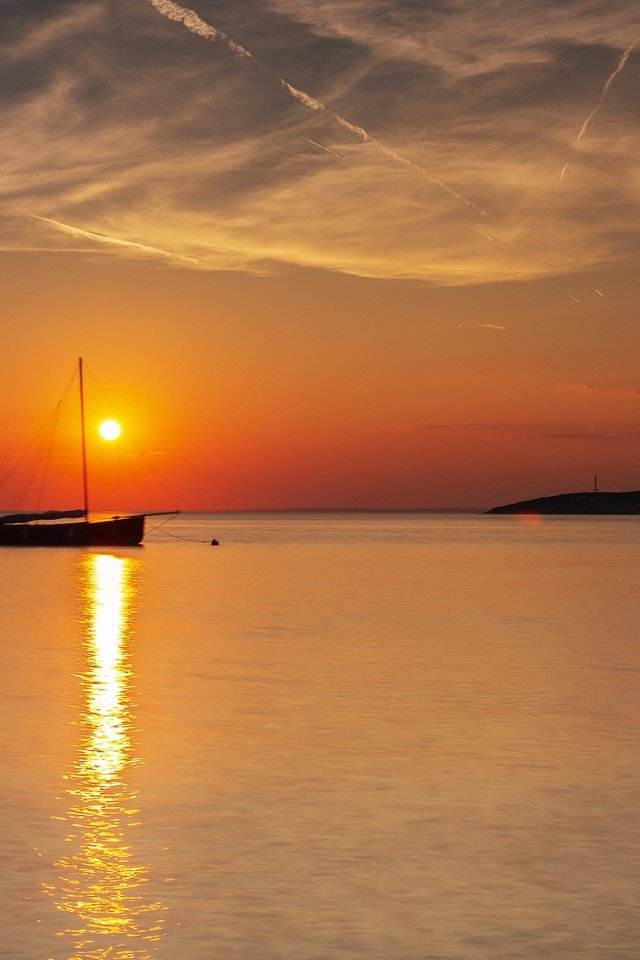 Обои закат, море, лодка, sunset, sea, boat разрешение 3072x2048 Загрузить