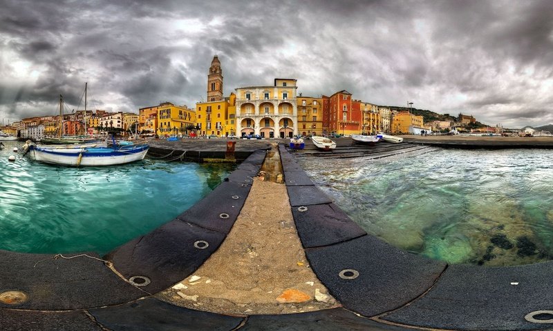 Обои ночь, вода, море, венеция, италия, пристань, night, water, sea, venice, italy, marina разрешение 3200x1200 Загрузить