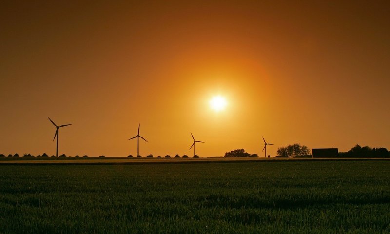 Обои солнце, поле, ветряк, the sun, field, windmill разрешение 1920x1200 Загрузить