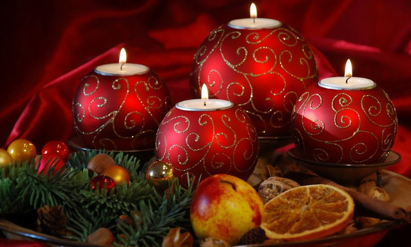 Обои свечи, новый год, фрукты, candles, new year, fruit разрешение 1920x1200 Загрузить