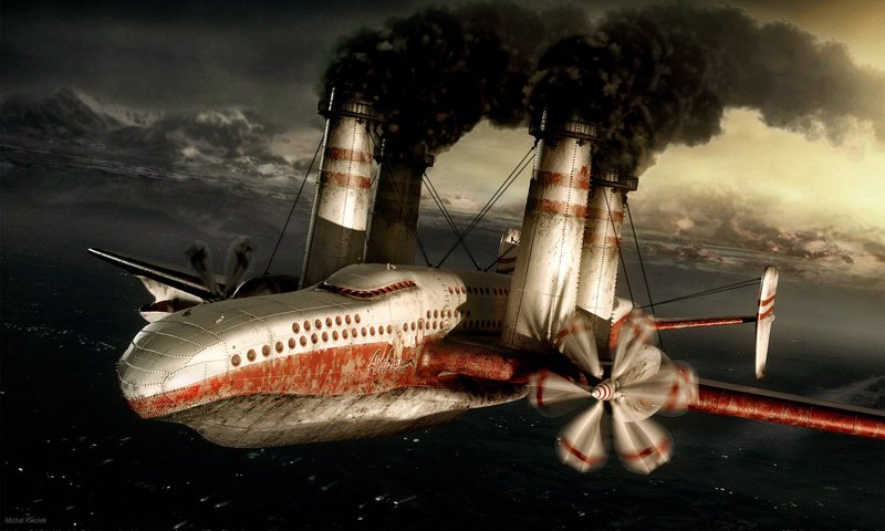 Обои самолет, дым, трубы, the plane, smoke, pipe разрешение 1920x1200 Загрузить