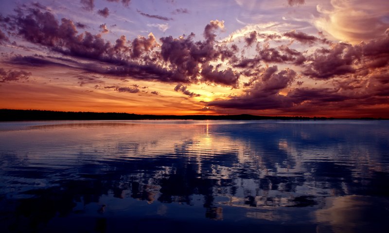 Обои небо, река, закат, the sky, river, sunset разрешение 1920x1200 Загрузить