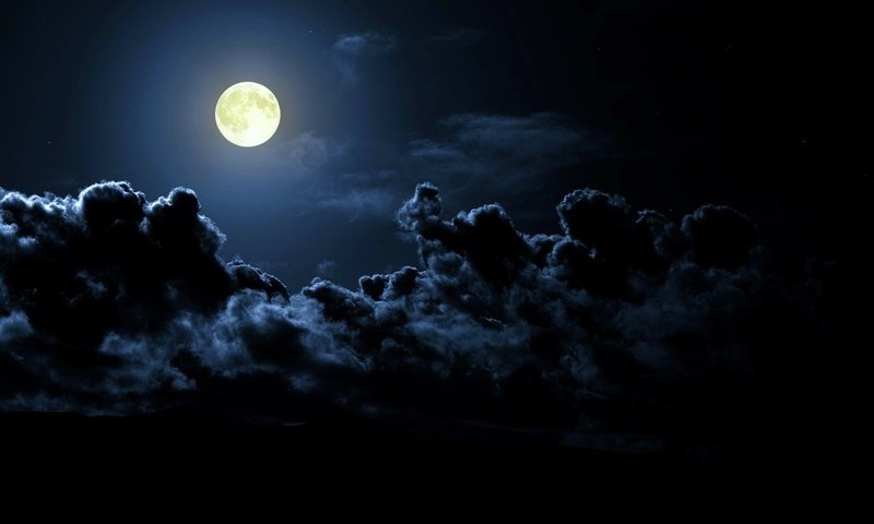 Обои облака, ночь, луна, clouds, night, the moon разрешение 1920x1200 Загрузить