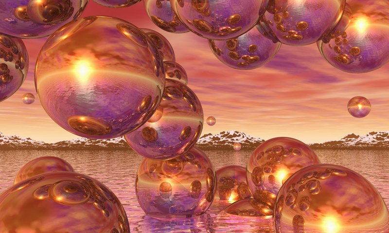 Обои шары, пузыри, шарики, сфера, 3d графика, balls, bubbles, sphere, 3d graphics разрешение 1920x1200 Загрузить