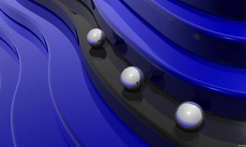 Обои шары, волны, синие, чёрные, 3д, препятствие, balls, wave, blue, black, 3d, obstacle разрешение 1920x1080 Загрузить