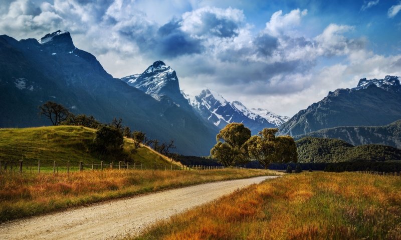 Обои небо, дорога, горы, новая зеландия, the sky, road, mountains, new zealand разрешение 2560x1600 Загрузить