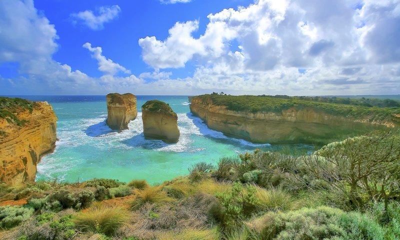 Обои скалы, берег, пейзаж, океан, австралия, rocks, shore, landscape, the ocean, australia разрешение 1920x1080 Загрузить