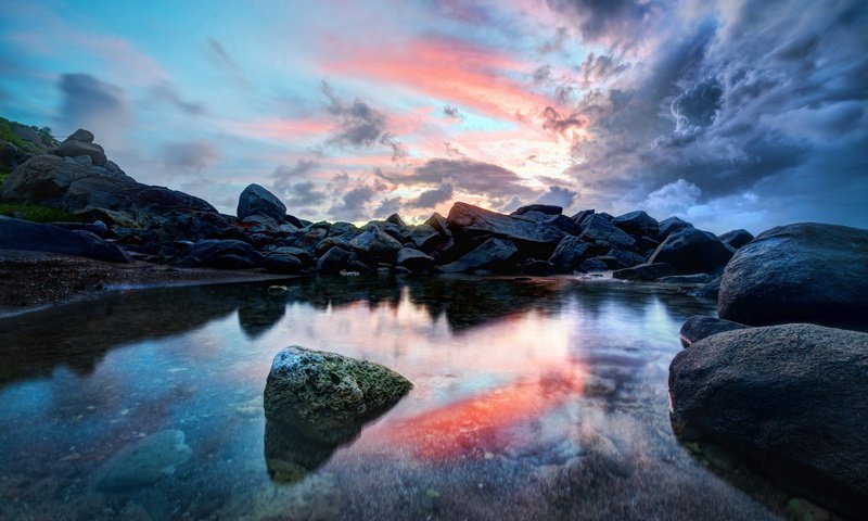 Обои небо, камни, пейзаж, море, the sky, stones, landscape, sea разрешение 2048x1367 Загрузить