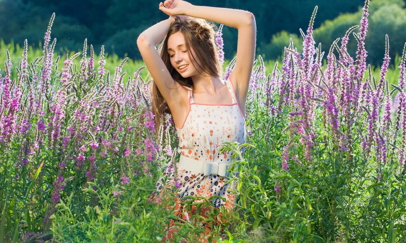 Обои цветы, настроение, поле, лето, девочка, flowers, mood, field, summer, girl разрешение 1920x1280 Загрузить