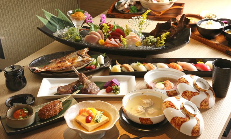 Обои мясо, блюда, рыба, тофу, рис, суши, морепродукты, японская кухня, суп, ассорти, meat, meals, fish, tofu, figure, sushi, seafood, japanese cuisine, soup, cuts разрешение 2400x1600 Загрузить