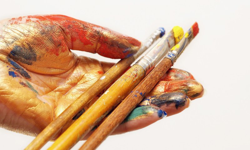 Обои цвета, рука, краски, творчество, рисование, художник, кисти, изобразительное искусство, color, hand, paint, creativity, drawing, artist, brush, fine art разрешение 1920x1200 Загрузить