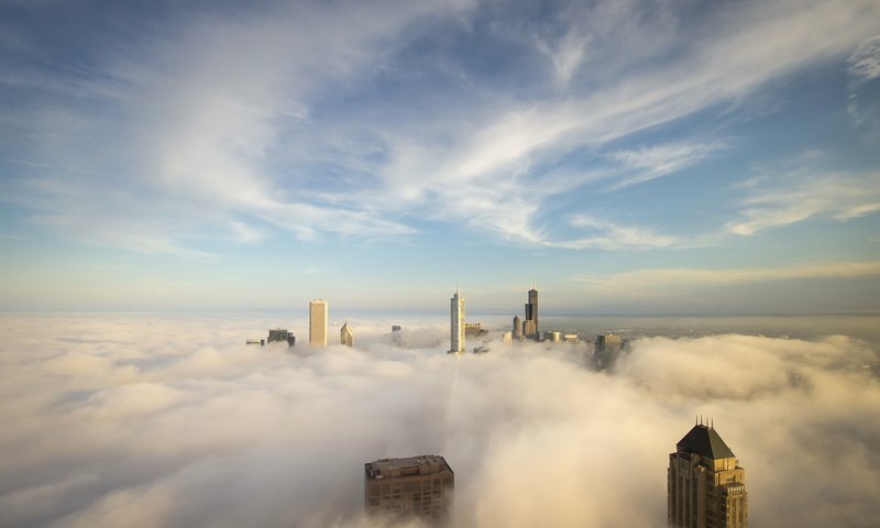 Обои небо, облака, город, сша, здания, чикаго, the sky, clouds, the city, usa, building, chicago разрешение 1920x1200 Загрузить