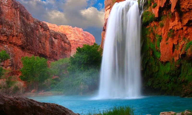 Обои сша, аризона, водопад хавасу, usa, az, havasu falls разрешение 1920x1200 Загрузить