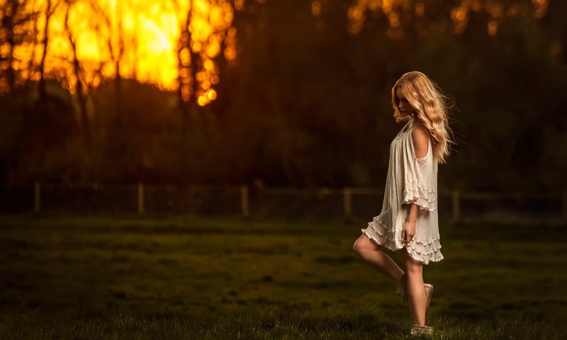 Обои небо, трава, природа, закат, девушка, блондинка, поле, the sky, grass, nature, sunset, girl, blonde, field разрешение 2048x1365 Загрузить