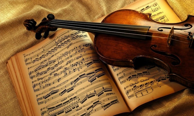 Обои ноты, скрипка, музыкальный инструмент, notes, violin, musical instrument разрешение 1920x1200 Загрузить