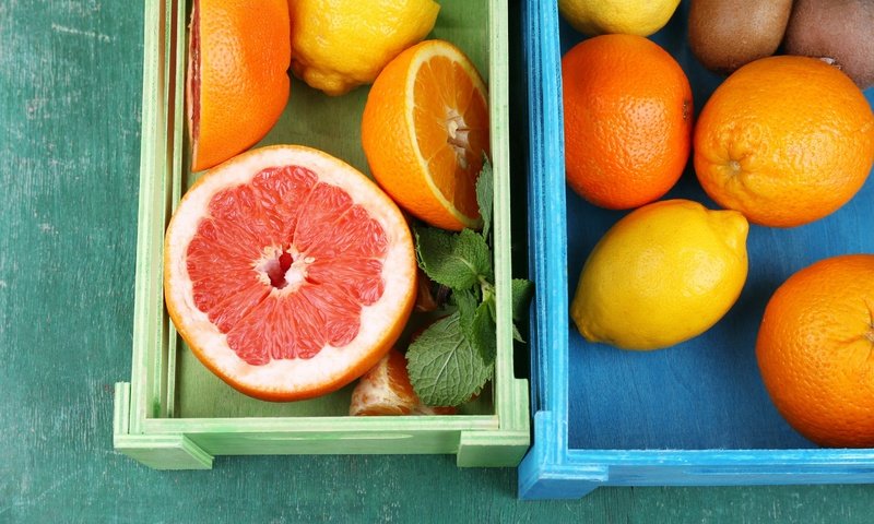Обои мята, фрукты, лимон, апельсин, киви, цитрусы, грейпфрут, mint, fruit, lemon, orange, kiwi, citrus, grapefruit разрешение 2880x1906 Загрузить